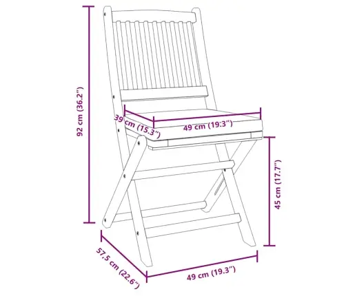 Sulankstoma Kėdė Su Pagalve 8 Pcs Balta 49 X 57.5 X 92Cm