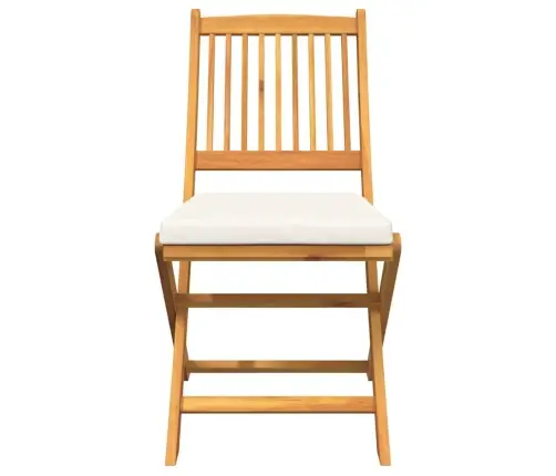 Saliekamie Dārza Krēsli Ar Baltu Spilvenu 8 Gabalu Komplekts Masīva Akācija Vidaxl