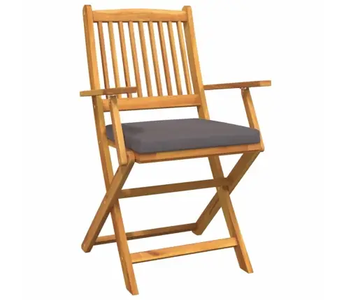 Saliekamie Dārza Krēsli Ar Pelēku Spilvenu 8 Gab. Masīvs Akāciju Koks Vidaxl