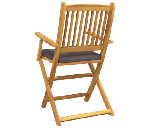 Saliekamie Dārza Krēsli Ar Pelēku Spilvenu 8 Gab. Masīvs Akāciju Koks Vidaxl