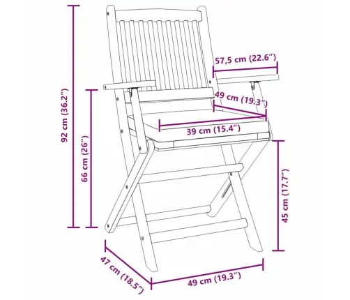 Saliekamie Dārza Krēsli Ar Pelēku Spilvenu 8 Gab. Masīvs Akāciju Koks Vidaxl