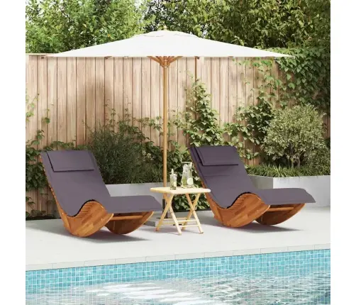 Šūpojošās Sauļošanās Krēsli Ar Spilveniem 2 Gabali Solid Wood Acacia Vidaxl