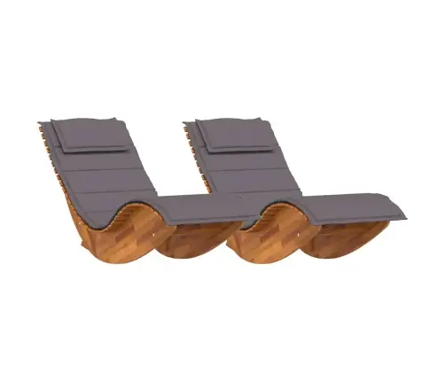 Šūpojošās Sauļošanās Krēsli Ar Spilveniem 2 Gabali Solid Wood Acacia Vidaxl