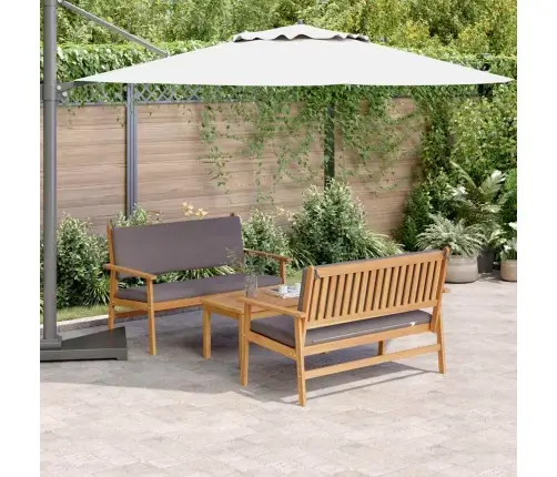 3 Daļu Dārza Dīvānu Komplekts Ar Spilveniem No Solidā Akācijas Koka Vidaxl