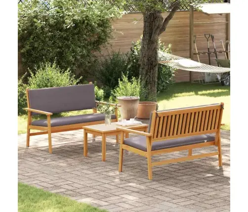 3 Daļu Dārza Dīvānu Komplekts Ar Spilveniem No Solidā Akācijas Koka Vidaxl