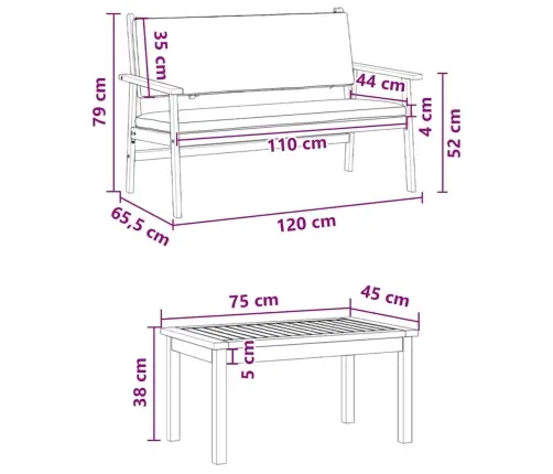 3 Daļu Dārza Dīvānu Komplekts Ar Spilveniem No Solidā Akācijas Koka Vidaxl