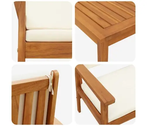 5 Daļu Dārza Dīvānu Komplekts Ar Spilveniem No Cietā Akācijas Koka Vidaxl