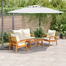 Bistro Komplekts 4 Pcs Brūns Un Krēma Cietā Akācijas Koks Vidaxl