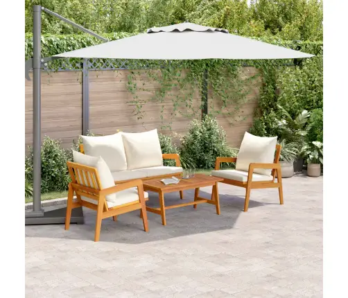 Bistro Komplekts 4 Pcs Brūns Un Krēma Cietā Akācijas Koks Vidaxl