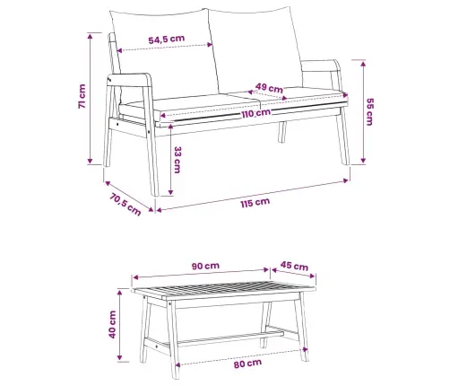 Bistro Komplekts Ar Spilvenu 3 Pcs Brūna 115 X 65 X 71 Cm Vidaxl