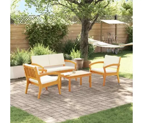 4 Daļu Bistro Komplekts Ar Spilveniem No Cietā Akācijas Koka Vidaxl