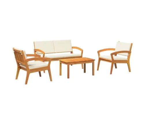 4 Daļu Bistro Komplekts Ar Spilveniem No Cietā Akācijas Koka Vidaxl