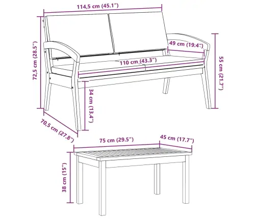Bistrokomplekt Padjaga 3 Pcs Pruun Polüester