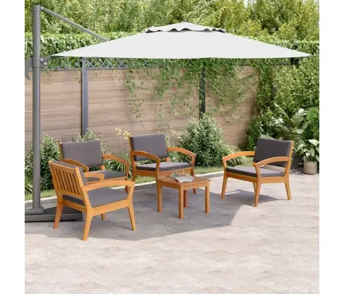 5 Daļu Bistro Komplekts Ar Spilveniem - Masīvkoks Akācijas Vidaxl