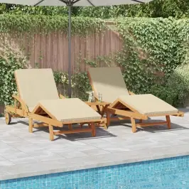 Saulės Gultas Su Pagalve 2-Asmuo 2 Pcs Smėlio 200 X 67 X 84Cm