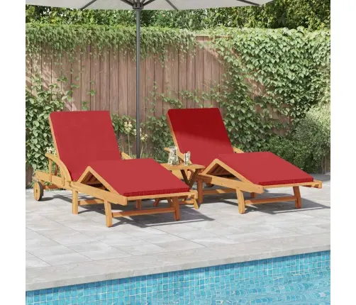 Saulės Gultas Su Pagalve 2-Asmuo 2 Pcs Raudona 200 X 67 X 84Cm Saulės Gultas Su Pagalve 2-Asmuo 2 Pcs Raudona 200 X 67 X 84Cm
