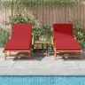 Saulės Gultas Su Pagalve 2-Asmuo 2 Pcs Raudona 200 X 67 X 84Cm Saulės Gultas Su Pagalve 2-Asmuo 2 Pcs Raudona 200 X 67 X 84Cm