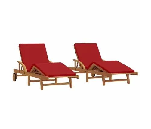Saulės Gultas Su Pagalve 2-Asmuo 2 Pcs Raudona 200 X 67 X 84Cm Saulės Gultas Su Pagalve 2-Asmuo 2 Pcs Raudona 200 X 67 X 84Cm