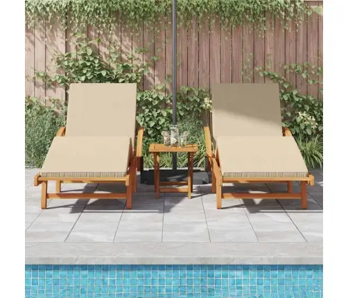 Saulės Gultas Su Pagalve 2-Asmuo 3 Pcs Smėlio 40 X 40 X 40Cm