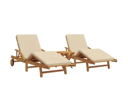 Saulės Gultas Su Pagalve 2-Asmuo 3 Pcs Smėlio 40 X 40 X 40Cm