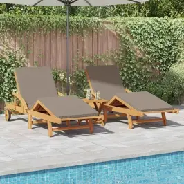 Saulės Gultas Su Pagalve 2-Asmuo 3 Pcs Taupe 40 X 40 X 40Cm