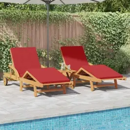 Saulės Gultas Su Pagalve 2-Asmuo 3 Pcs Raudona 40 X 40 X 40Cm