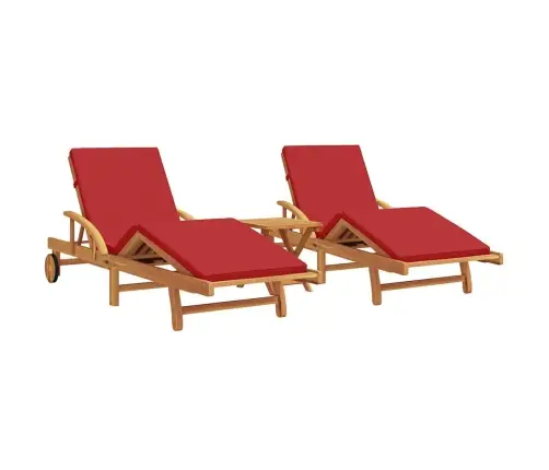 Sauļošanās Krēsli 2 Gab. Ar Spilveniem Un Galdu Sarkans Ciets Ozolkoks Vidaxl Sauļošanās Krēsli 2 Gab. Ar Spilveniem Un Galdu Sarkans Ciets Ozolkoks Vidaxl