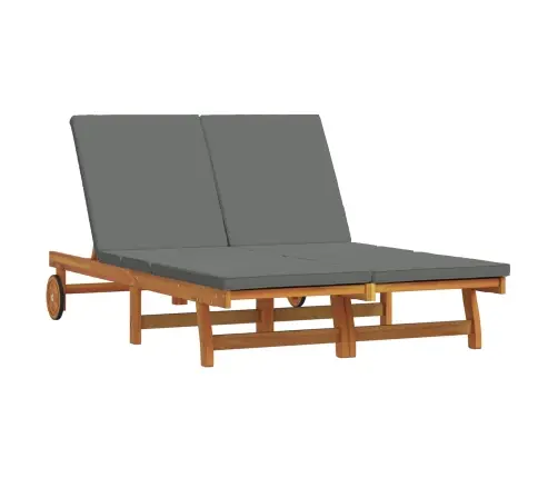 Divu Personu Saulessargs Ar Riteņiem Un Spilvenu, Masīvkoka Akācija Vidaxl