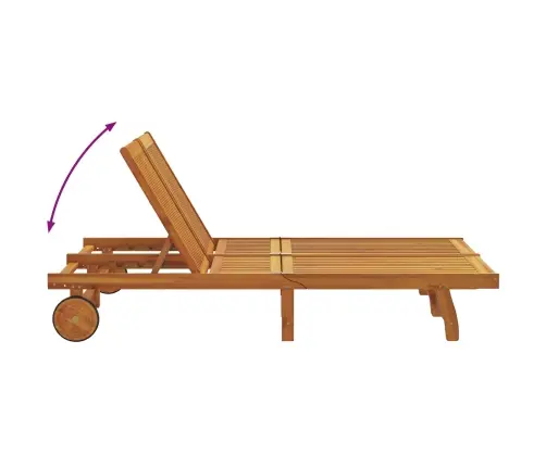 Divvietīgā Saule Gulta Ar Ritenīšiem Un Spilvenu, Cieta Akācija Vidaxl