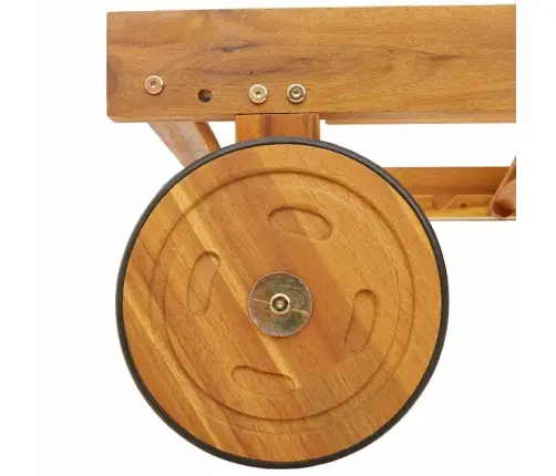 Dubultā Saulēšanās Krēsls Ar Riteņiem Un Spilvenu, No Cietā Akāciju Koka Vidaxl