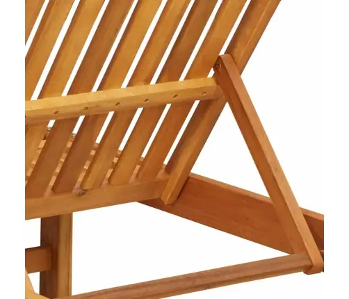 Dubultā Saulēšanās Krēsls Ar Riteņiem Un Spilvenu, No Cietā Akāciju Koka Vidaxl