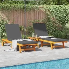 Sauļošanās Krēsls Ar Spilvenu 2 Pcs Brūna 63 X 199 X 85Cm Vidaxl