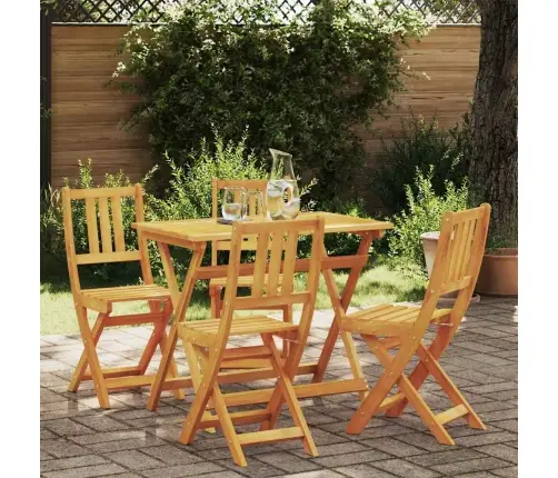 4-Daļīgais Salokāmais Dārza Bistro Komplekts No Cieta Akācijas Koka Vidaxl