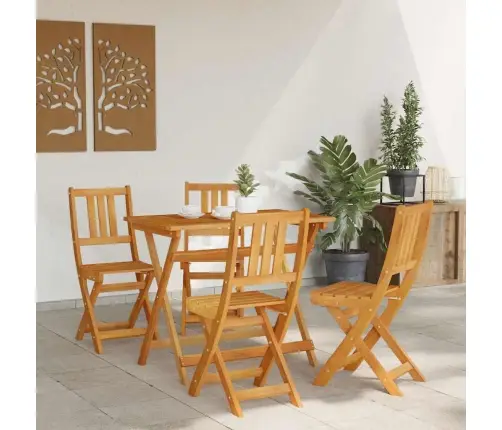 4-Daļīgais Salokāmais Dārza Bistro Komplekts No Cieta Akācijas Koka Vidaxl