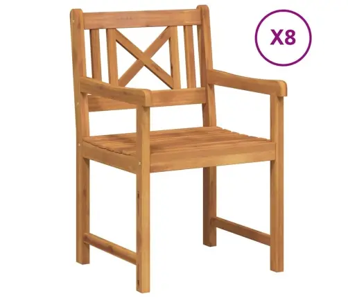 Dārza Krēsli 8 Gabali 56X55.5X90 Cm Ciets Akācijas Koks Vidaxl