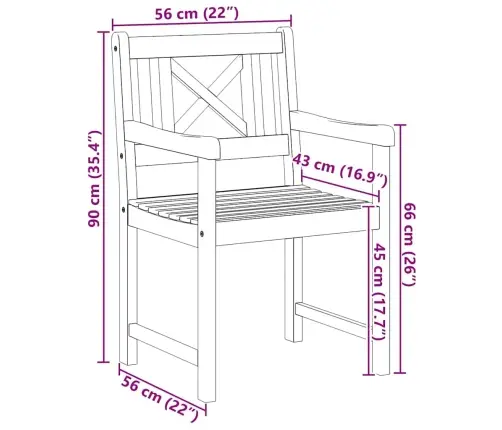Dārza Krēsli 8 Gabali 56X55.5X90 Cm Ciets Akācijas Koks Vidaxl