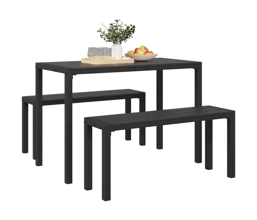 3 Daļu Dārza Galda Komplekts, Melns Tērauds Un Wpc Vidaxl