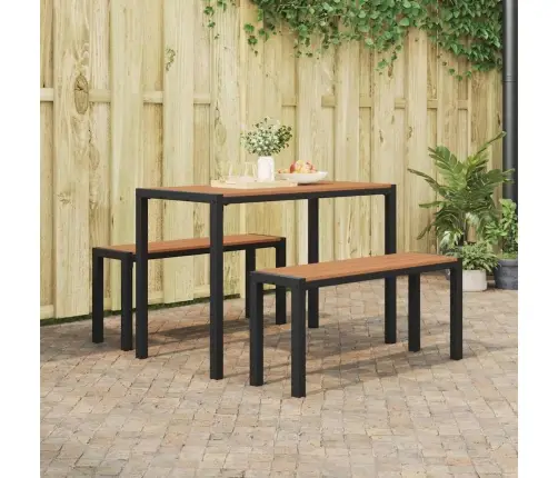 3 Daļu Dārza Ēdamgalda Komplekts Tērauda Un Wpc Brūnā Krāsā Vidaxl
