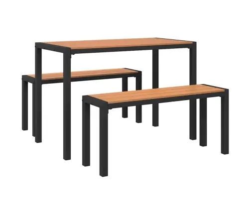 3 Daļu Dārza Ēdamgalda Komplekts Tērauda Un Wpc Brūnā Krāsā Vidaxl