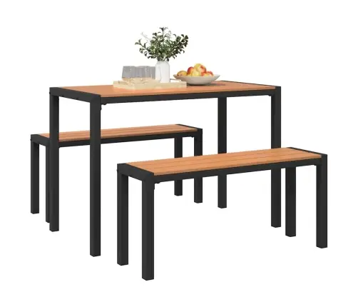 3 Daļu Dārza Ēdamgalda Komplekts Tērauda Un Wpc Brūnā Krāsā Vidaxl