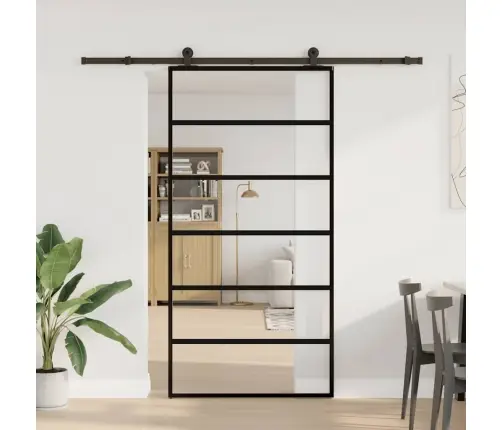 Bīdāmās Durvis Ar Stiprinājumiem 102X205 Cm Stikls&Alumīnijs Vidaxl