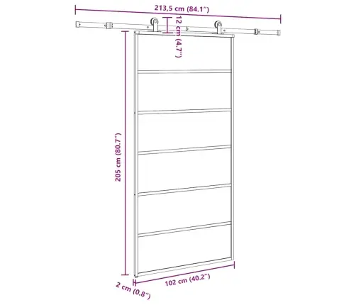 Bīdāmās Durvis Ar Stiprinājumiem 102X205 Cm Stikls&Alumīnijs Vidaxl