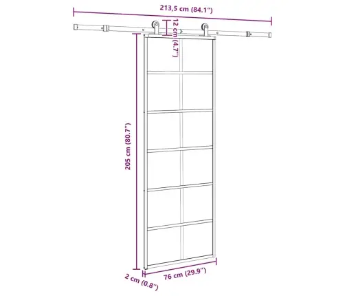Bīdāmās Durvis Ar Stiprinājumiem, Stikls, Alumīnijs, 76X205 Cm Vidaxl