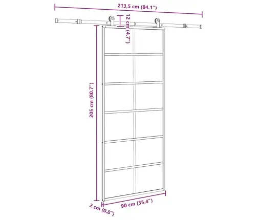 Stumdomos Durys Su Įrangos Rinkiniu, 90X205cm Esg Ir Aliuminis Stumdomos Durys Su Įrangos Rinkiniu, 90X205cm Esg Ir Aliuminis