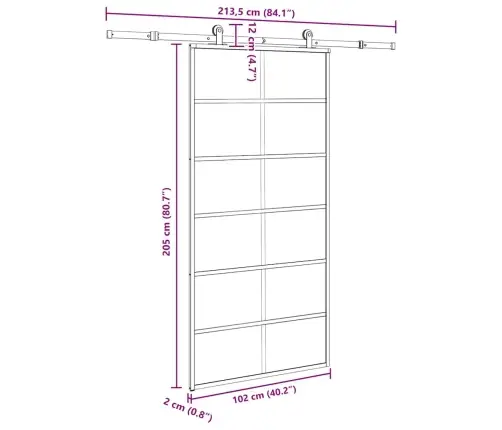 Stumdomos Durys Su Įrangos Rinkiniu, 102X205cm Esg/Aliuminis