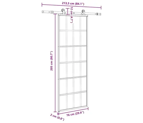 Bīdāmās Durvis Ar Stiprinājumiem, Stikls, Alumīnijs, 76X205 Cm Vidaxl