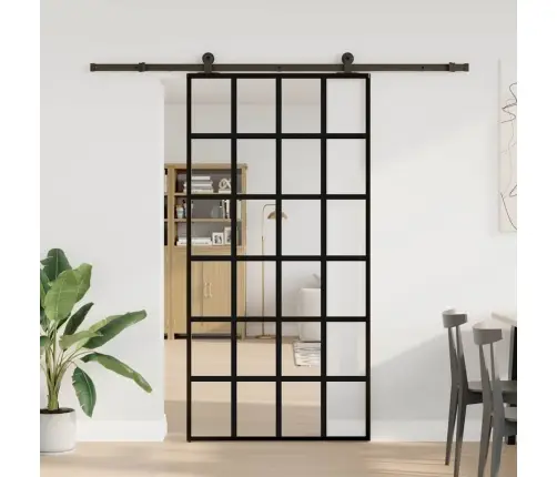 Bīdāmās Durvis Ar Stiprinājumiem 102X205 Cm Stikls&Alumīnijs Vidaxl