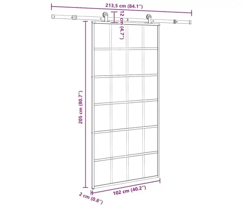 Bīdāmās Durvis Ar Stiprinājumiem 102X205 Cm Stikls&Alumīnijs Vidaxl