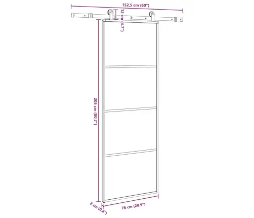 Bīdāmās Durvis Ar Stiprinājumiem, Stikls, Alumīnijs, 76X205 Cm Vidaxl