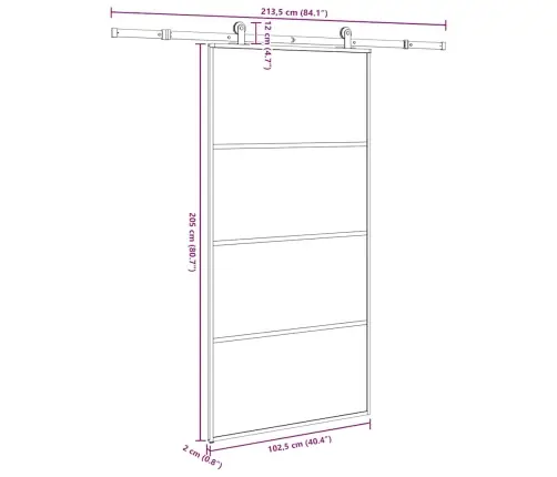 Bīdāmās Durvis, Stiprinājumi, Stikls, Alumīnijs, 102,5X205 Cm Vidaxl